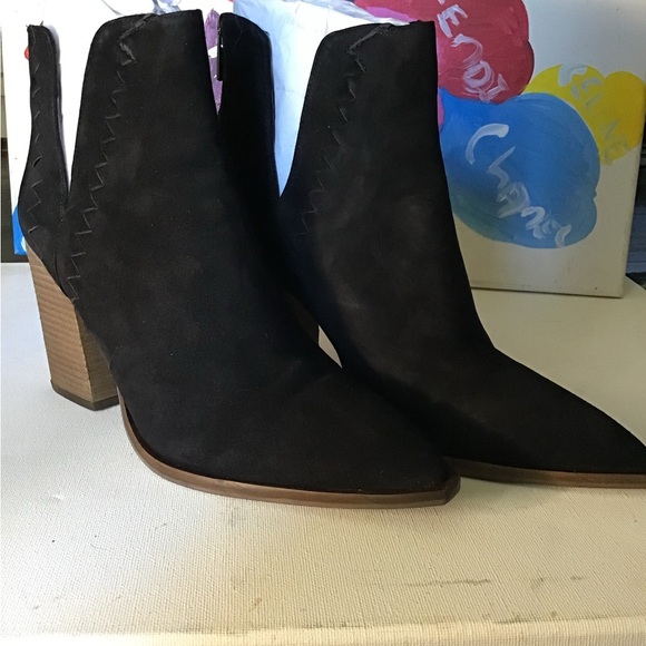 Vince Camuto Suede Block Heel Booties Size 11 - Picture 3 of 6